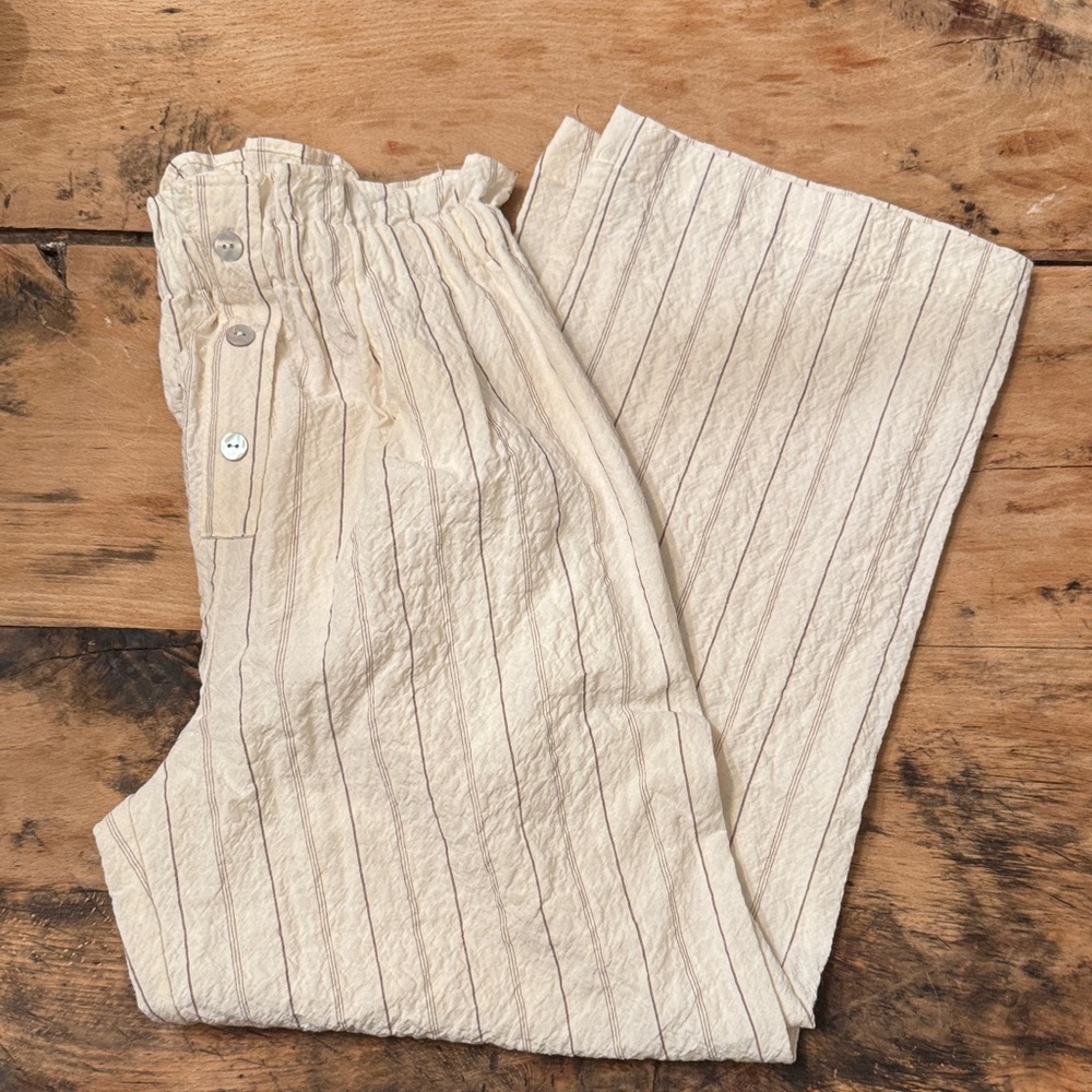 Girls Zara Striped Cream Pants